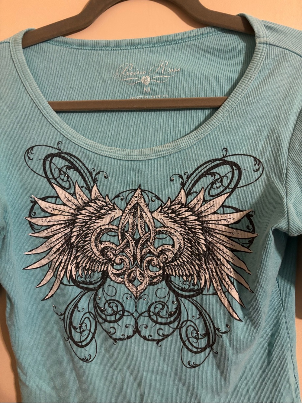 Praire‎ Rose Y2K Blue Wing Grunge Babydoll Top Medium - Picture 4 of 4